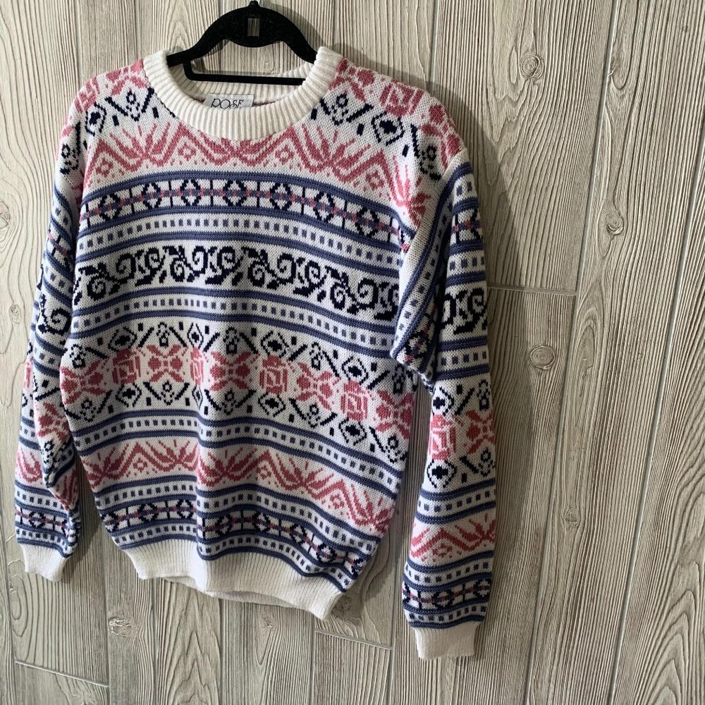 Vintage Rose Abstract Novelty Granny Sweater - Picture 2 of 5